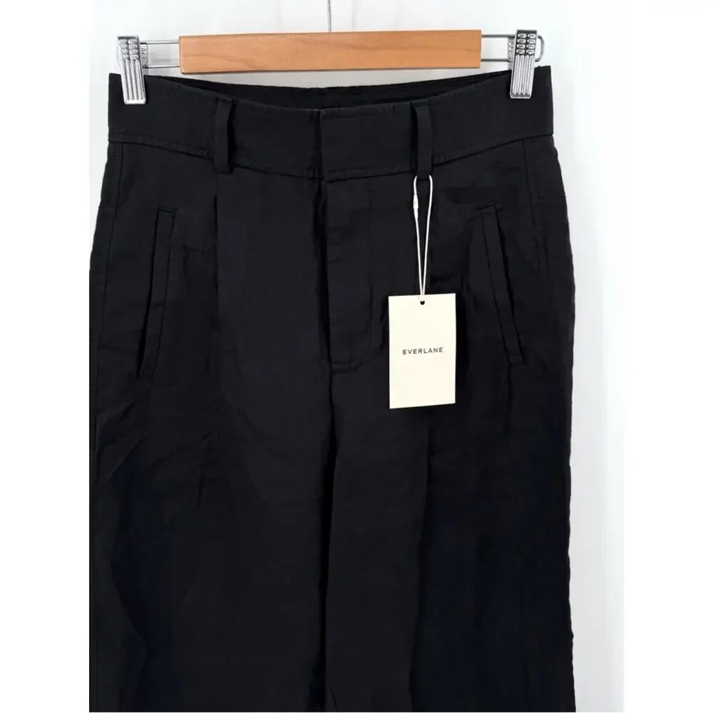 Everlane The Linen Way-High Drape Pant in black Size 0